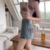 Summer 2025 High-Waisted A-Line Denim Shorts - Women's Slimming Wide-Leg Super Short Hot Pants
