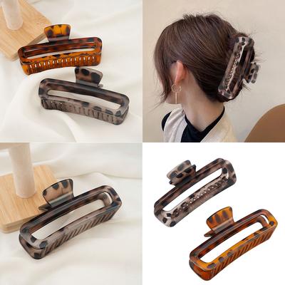 Hair Clip for Long Curly Hair Extra Large Square Jaw Clip Practical Plastic Resin Matte Finish Leopard Print