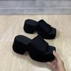 Minimalist thick-bottomed sandals women's summer fashion outer wear holiday slippers small people increase height casual one-word drag tide