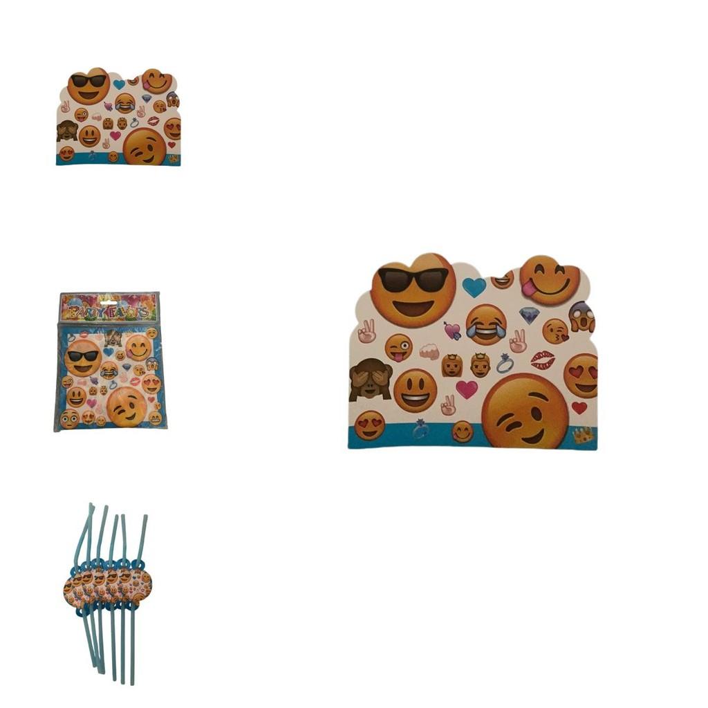 Emoji Party Tableware Set With Disposable Plates Cups Napkins And Tablecloth For Holiday Celebrations