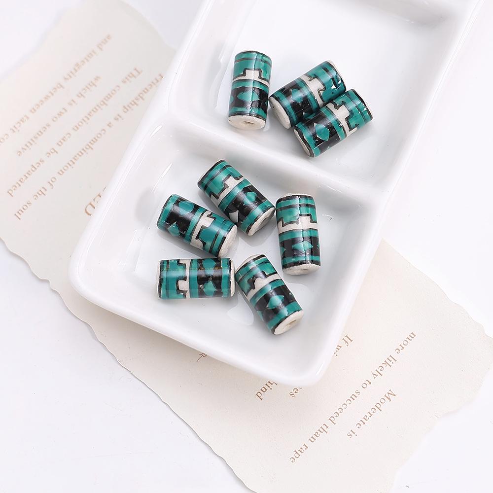 Retro Ethnic Hand-painted Ceramic Totem Beads: DIY Bracelet & Necklace Accessories