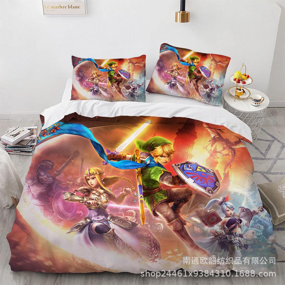 

3D Three-Piece Set The Legend Of Zelda Quilt Cover Pillowcase, Digital Printing AU Single 140x210cm