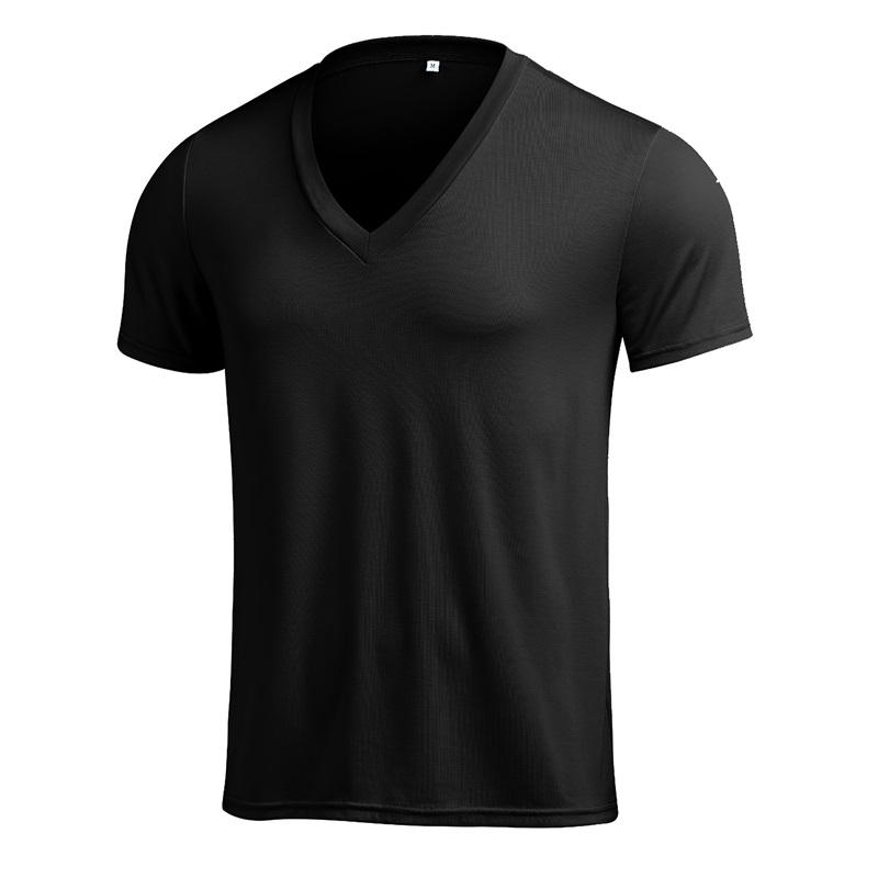 Europese en Amerikaanse heren T-shirt met korte mouwen en V-hals Slim effen kleur casual