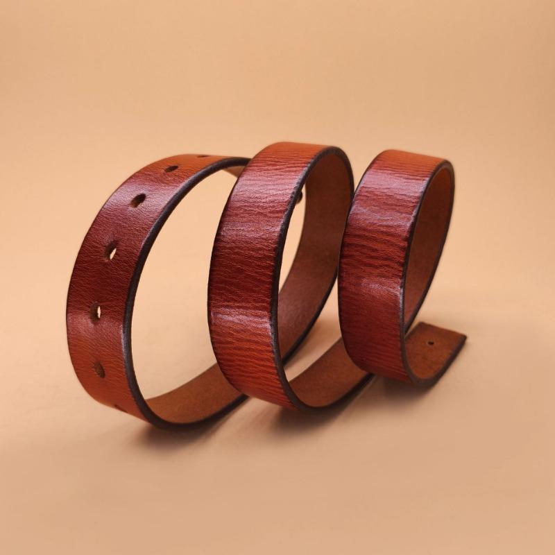First Layer Tree Paste Leather Cowhide Belt Strip Men's Retro Belt Men's No Button Pin Buckle Scalp Ring