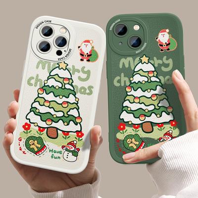 Choinka z kreskówek PU skórzany futerał na telefon iPhone 15 14 13 12 Pro Max Samsung Galaxy S23 Ultra S20 FE A52 Redmi Xiaomi POCO miękka okładka