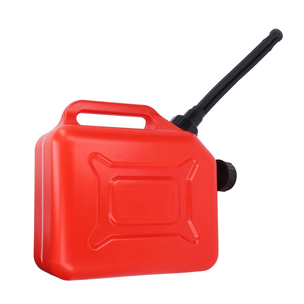 Gas Can 5L 1.3 Gallon ABS Leakage Free Red Portable Gasoline Container with 27cm Outlet Pipe and