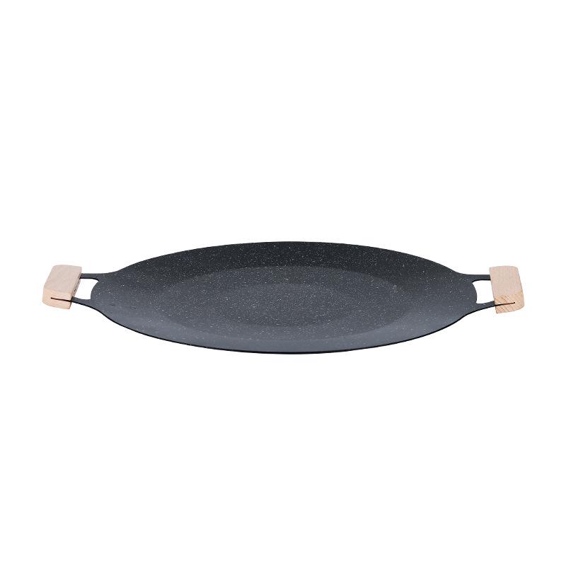 Outdoor Portable Non-stick Korean BBQ Plate - Round Teppanyaki Frying Pan for Camping