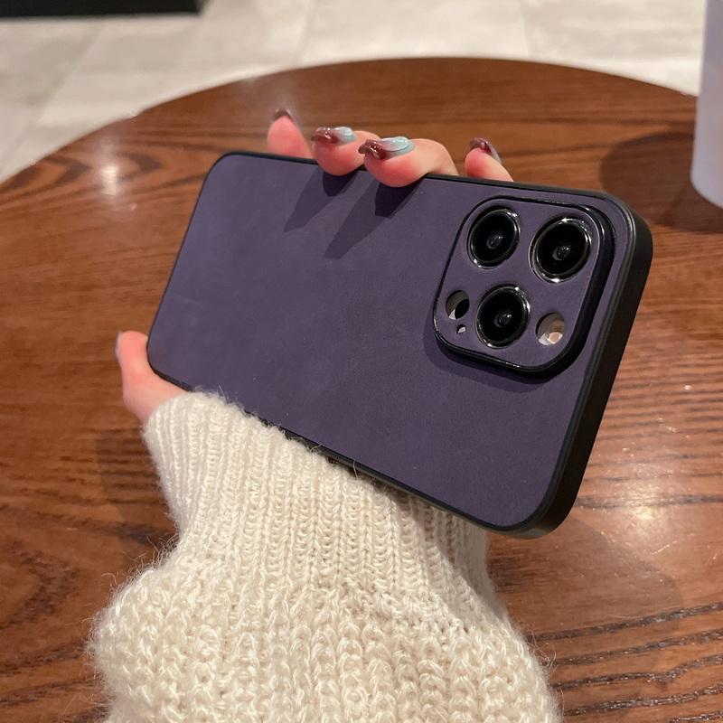 Husa din piele intoarsa mata Tpu pentru Iphone 15 Pro Max 14 13 12 11 Husa de telefon cu bratara rezistenta la socuri Husa de culoare simpla