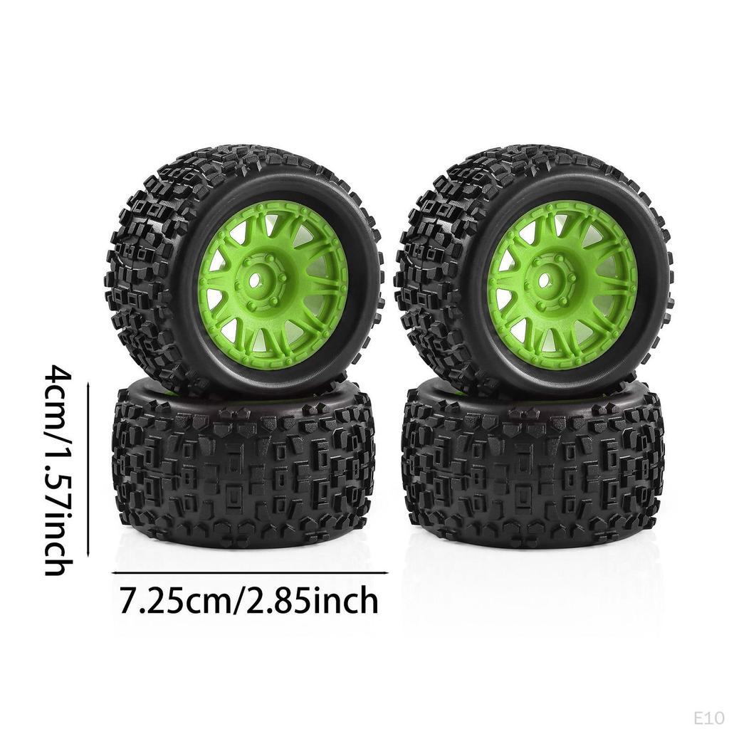 4 Pieces 1/18 RC Car Wheels and Tires Accessories Portable, Sturdy Easy to Install Direct Replaces,