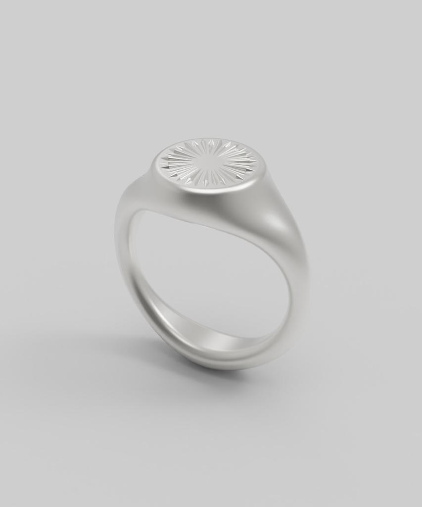 Reneobjet Sig Radial Dual Ring [925 Sterling Silver] Signet Ring