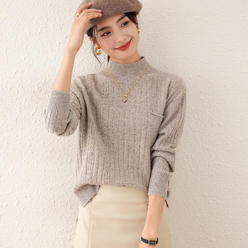 

TUHUANG Women s Thickened Wool Cable Knit Mock Neck Sweater XL 170/92A