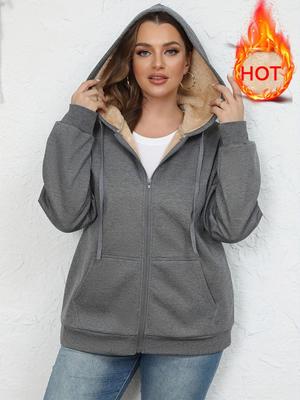 Women's Winter Plush Hooded Sweatshirt Coat