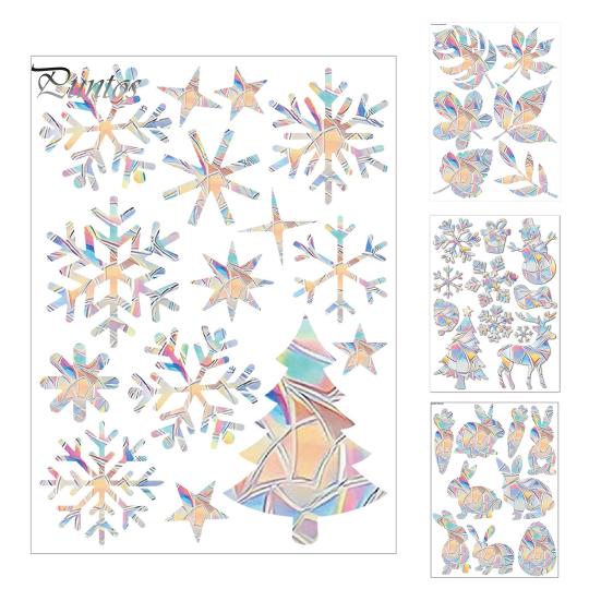 Christmas Window Sticker Protects Birds Prevent Collisions Colorful Reflective Static Adhesion Elk Snowflake Pattern Rainbow Prism Home Decor Decals