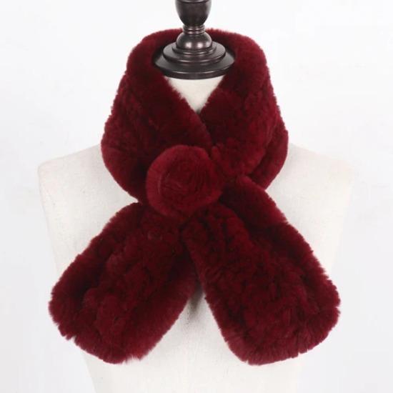Winter Women Real Rex Rabbit Fur Scarf Natural Warm Soft Rex Rabbit Fur Muffler Lady Genuine Rex Rabbit Fur Scarves