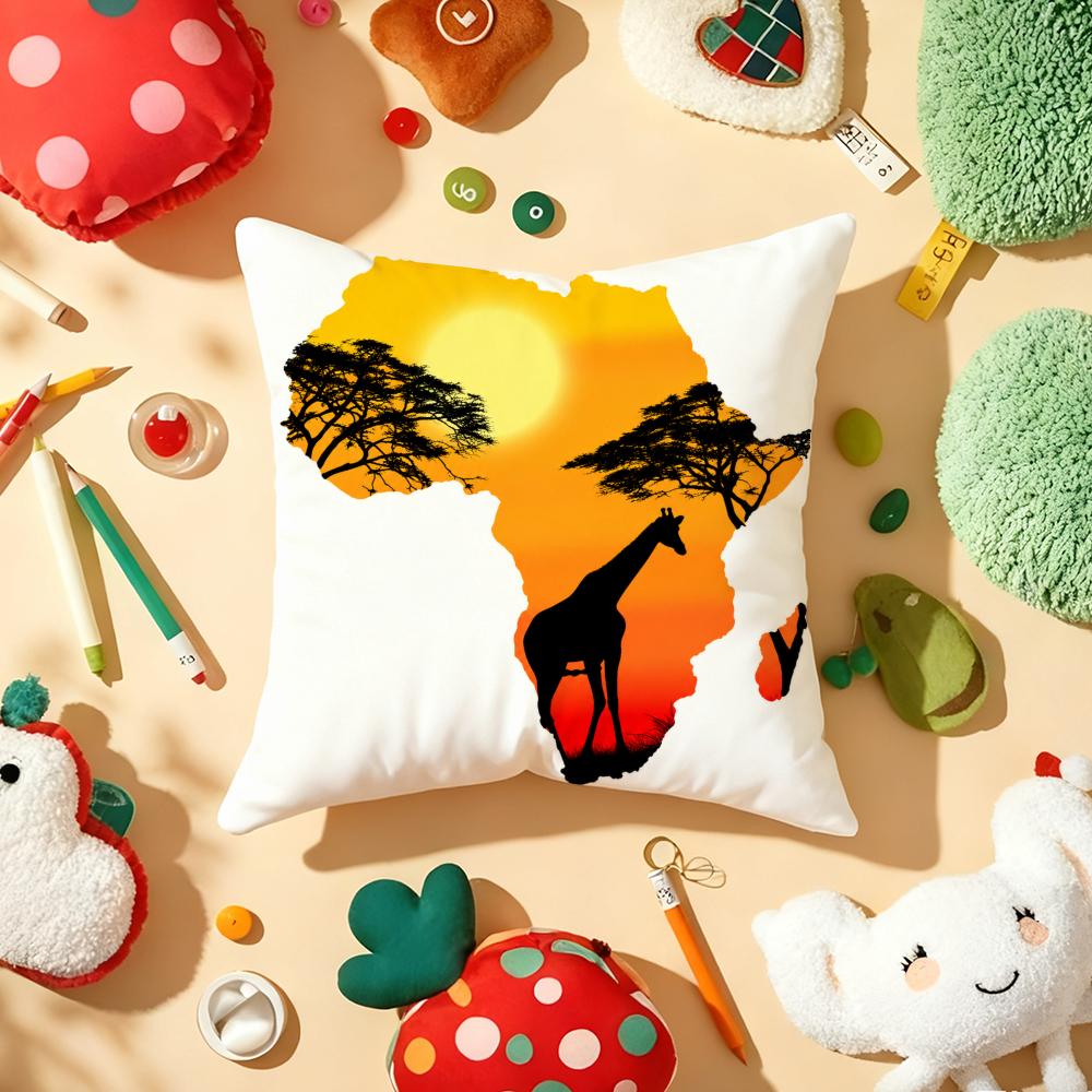 Map Of Africa Geometrics Cushion Cover Soft Short Plush DoubleSided Printing Home Decor Machine Washable Pillow Case Gift