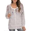 Loose Casual Women Hoodie Full Zip Long Sleeve Floral Print Jacket With Pockets