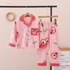 New Pure Cotton Children's Cardigan Pajama Set - Short Sleeve, Loose Fit for Boys & Girls