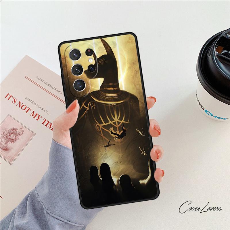 Anubis Ankh Egyptian God phone case For Samsung Galaxy S24 S25 S23 S22 Ultra Note 10 20 Plus S20 S21 FE Cover