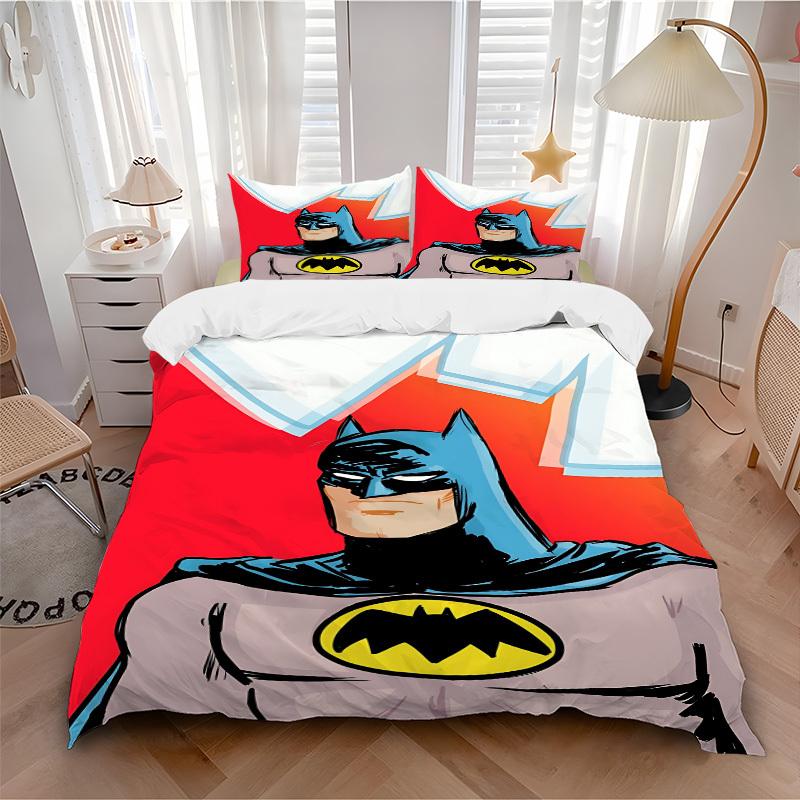 3pcs Batman, Superhero Duvet Cover Set, 1 Duvet Cover + 2 Pillowcases (No Insert), Cozy Bedding, Bedroom Set, Easy Care, Durable Yy251103093