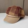 Spring and Autumn Fashion Plaid Piece Cap Metal Belt Buckle Decorative Octagonal Hat Women's Retro British Style Newsboy Hat
