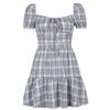 Women Aline Y2k Gothic Plaid Mini Dresses Grunge Punk Bandage Skinny Emo Party Dress Short Sleeve Summer Streetwear
