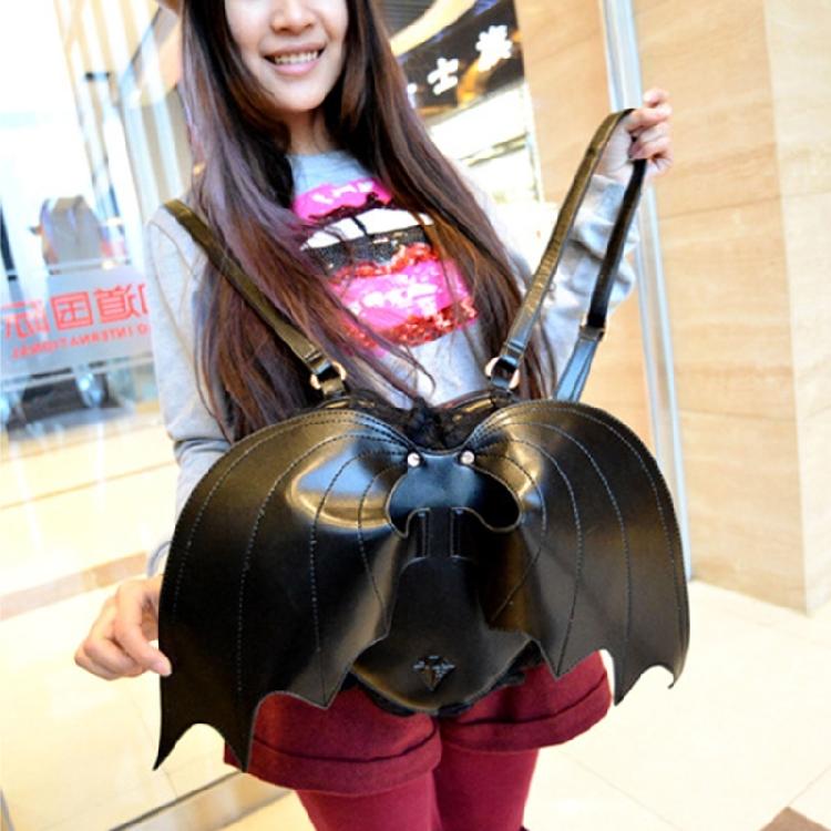 Zaino in Pizzo Trendy ad Ali di Pipistrello Rucksack in PU Daypack Gotico per Shopping e Appuntamenti