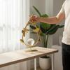 Crystal Ball Decor Elegant Luxury Desk Sculpture Gold Flower Ornament Gift Idea Leaf Sculpture Shiny Finish for Living Room