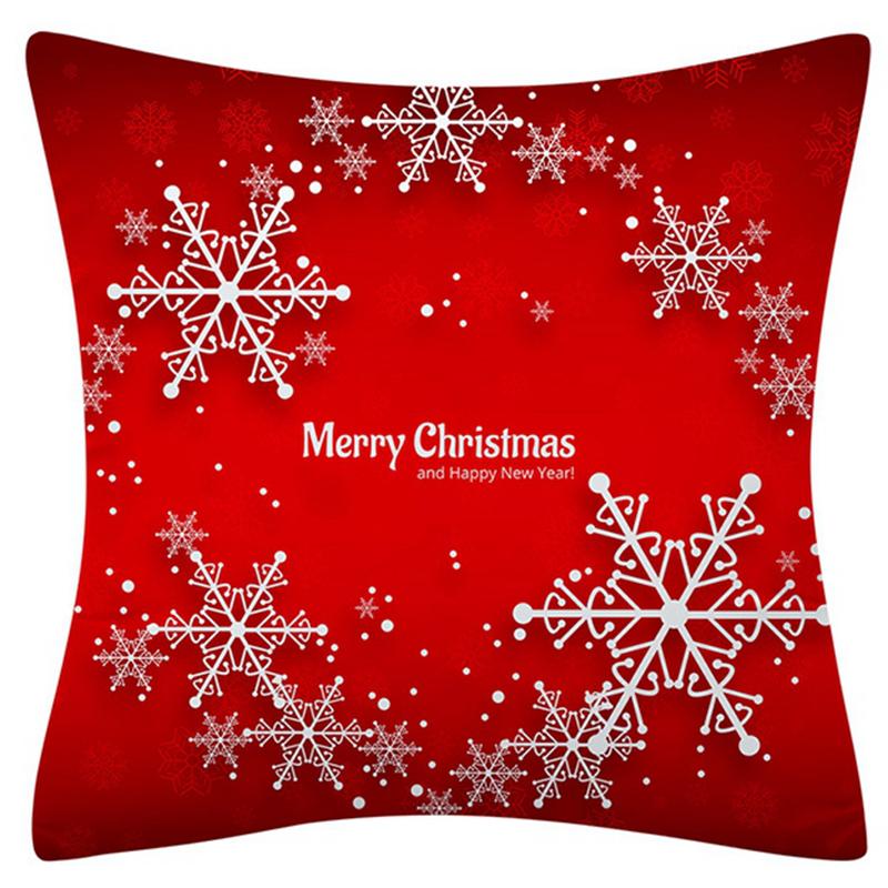 Happy New Year Christmas Decoration Print Pattern Cushion Cover Home Living Room Sofa Decoration Square Pillow Pillow Cover