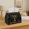 1pc Egyptian Symbolic Ornamental Polyester Tissue Box, Reusable& Washable, Winged Scarab Golden Blue Pattern Design for Dining Table, Kitchen, Bathroo