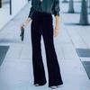 2025 Autumn/Winter Women's Gold Velvet Patchwork High-Waisted Flare Pants