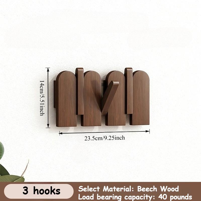 Piano Key Hanging Rack - Wall-Mounted Wooden Hook with Multiple Compartments for Clothes, Hats, Bags, Entryway Organizer