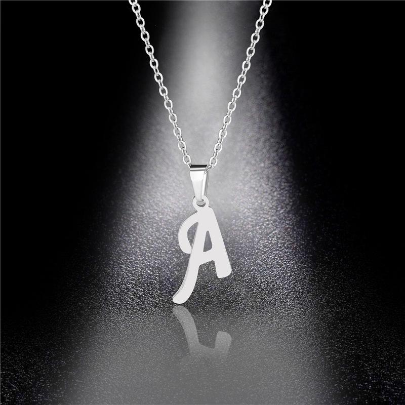 Simple English Letter Necklace Collarbone Chain Women Fashion Jewelry 26 Alphabet Pendant