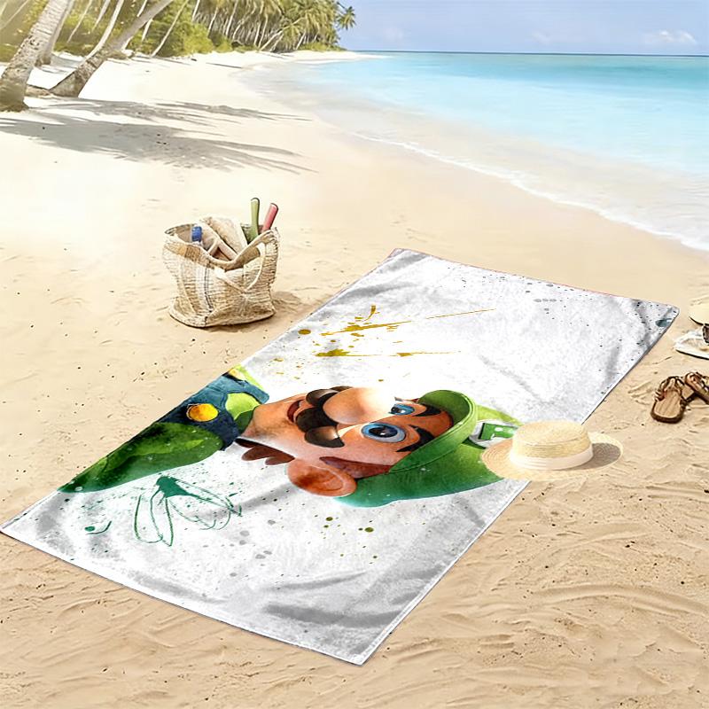 Luigi & Mario Car Trip Print Beach Towel, Large Soft Quick Dry Towel for Beach Camping Swimming