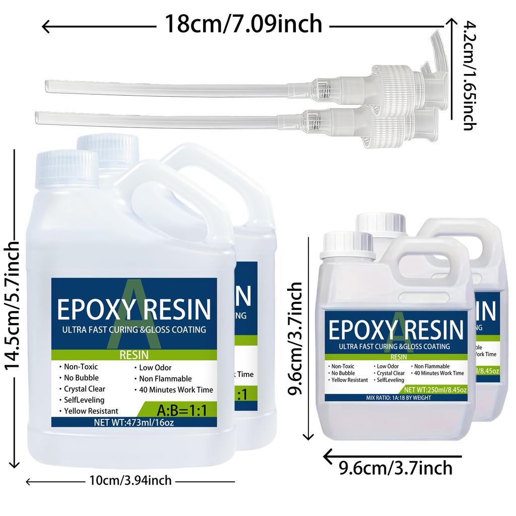 Epoxy Resin Kit 32OZStrong, Bubble-Free, Anti-Yellowing Art Resin ThatSuitable for Casting, DIY, Molds, Easy To Mix 1:1 Ratio