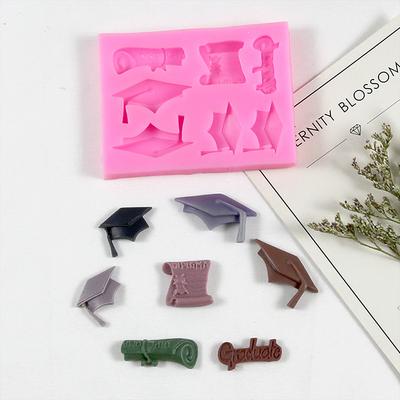 1Pc Graduation Doctor Hat Shape Silicone Mould Diy Cake Sugar Decoration Mold Sugarcraft Chocolate Fondant Dessert Baking Mold