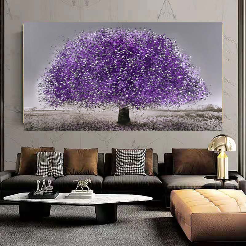Purple Tree Oil Painting Landscape Painting Art Poster and Printing for Living Room Decoration Printing On Canvas