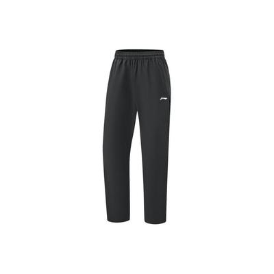 Li Ning Logo Print Waterproof Comfortable Straight Leg Knitted Sports Pants Men Bottoms Black AYKU049-1