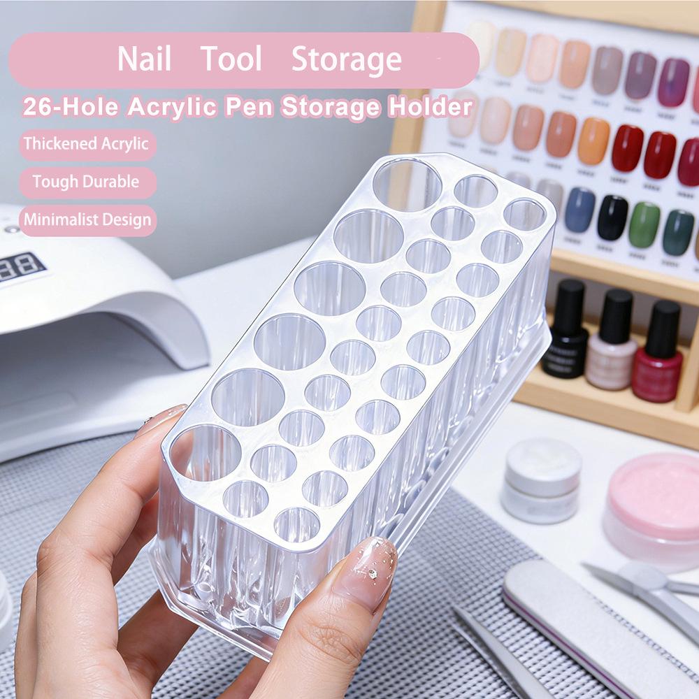 26-Hole High-Transparency Acrylic Makeup Brush & Nail Art Tool Holder Display Box