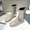 Retro NEW 2025 Autumn Winter  Boots Women's Simple Square Head Thi Heel High Heel ort Boots Ele ort Boot