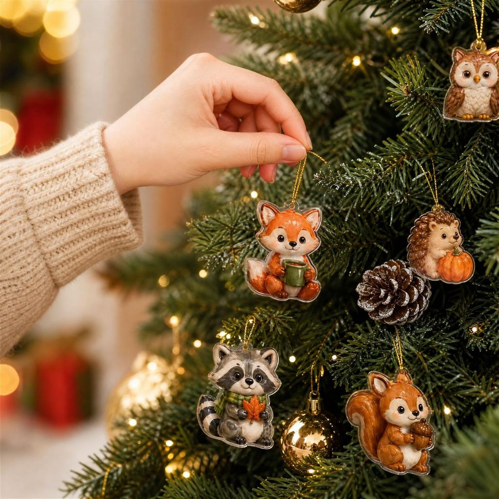 Acrylic Forest Animal Hanging Ornaments - Pack Flat 2D for Keychains and DIY Crafts