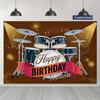 Custom Rock Birthday Background, Drum Set Happy Birthday Banner for Boys Music Themed Birthday Parties