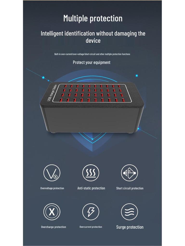 200W Multi-Port USB Desktop Charger 5V/2.4A