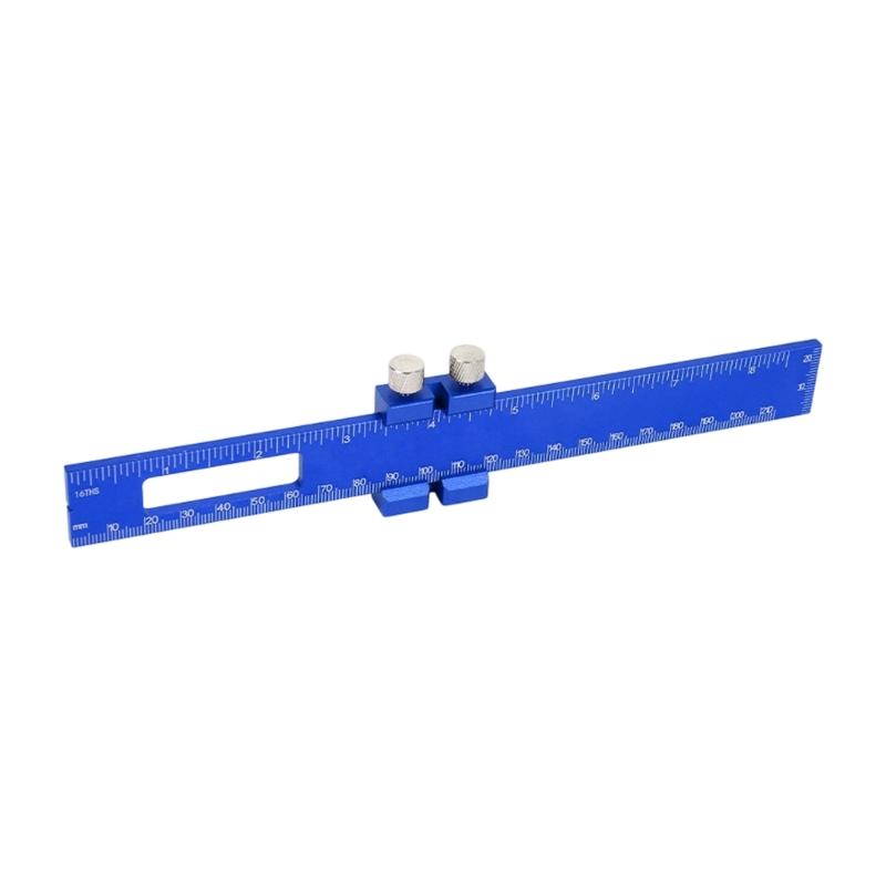 Wood Board Marking Ruler, Aluminum Body Layout Tool with T Guide for Cabinet Work, Trim Fitting, and Measuring