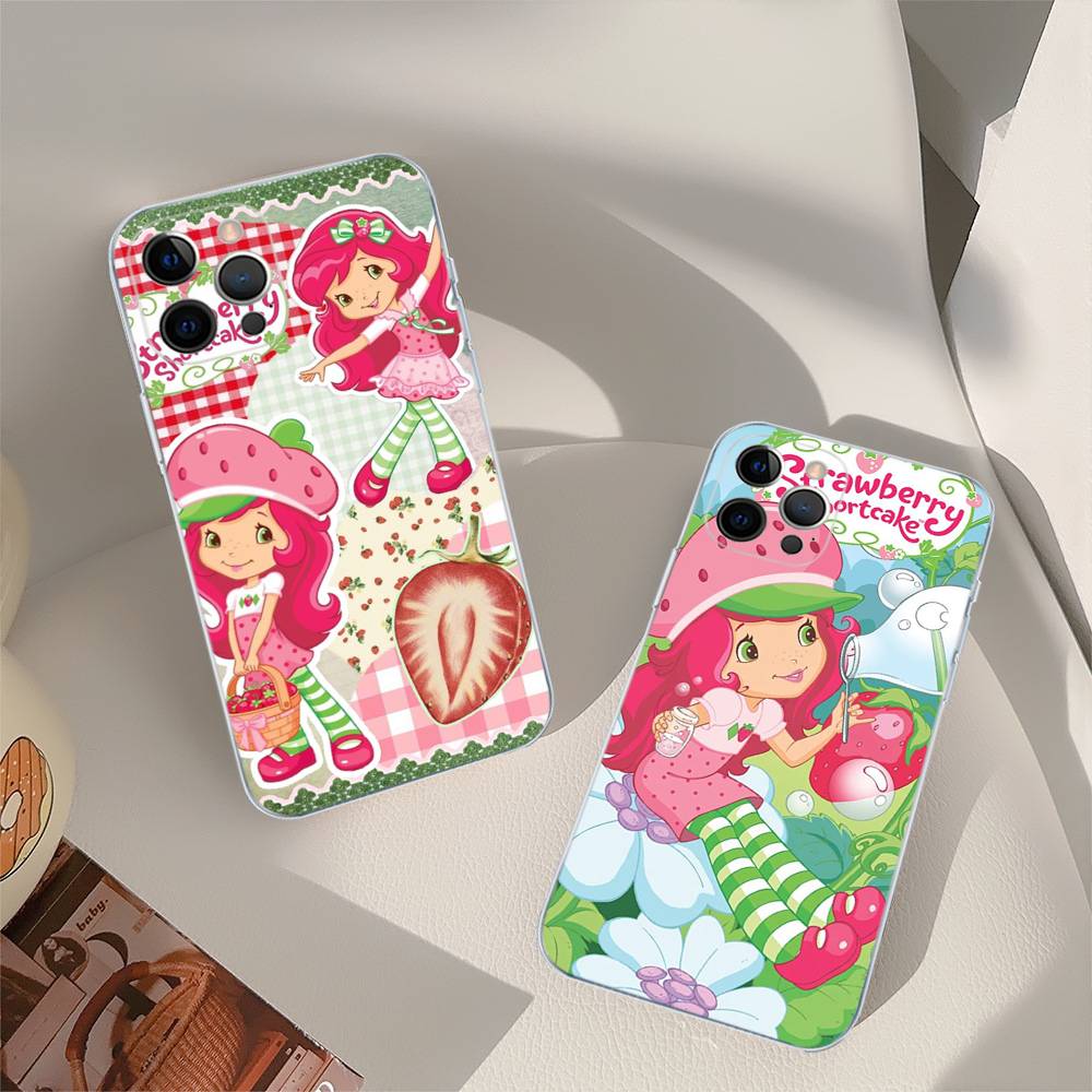 S-Strawberry-shortcake Girl Phone Case For IPhone 11 12 13 14 15 16 17 Pro Max Plus Transparent Back Cover