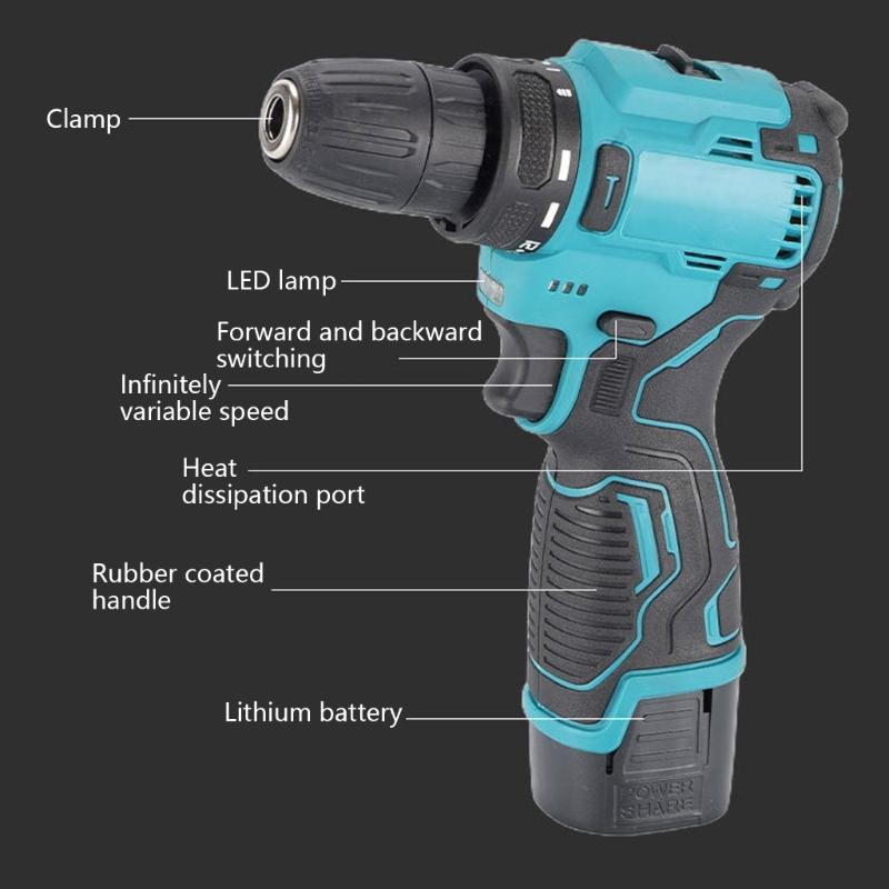 Electric Impact Drill Brushless Cordless Screwdriver Rechargeable Power Tool Electric Screwdriver Power Drilling Tool