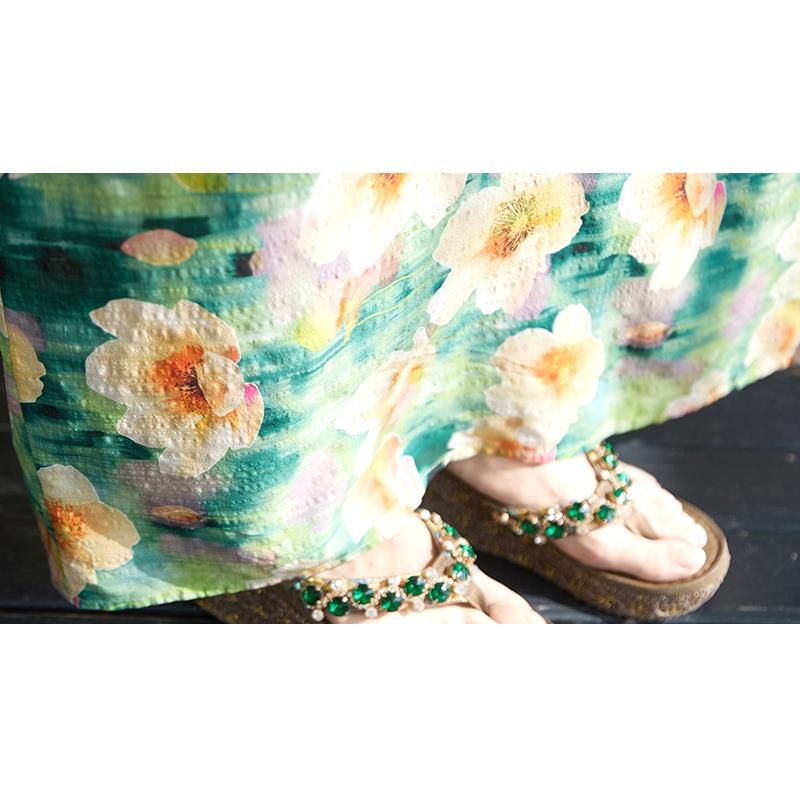 Dimanaf Plus Size 2025 Summer Dress V-Neck Women Casual Vintage Flower Dress Basic Long Loose Dress Maxi