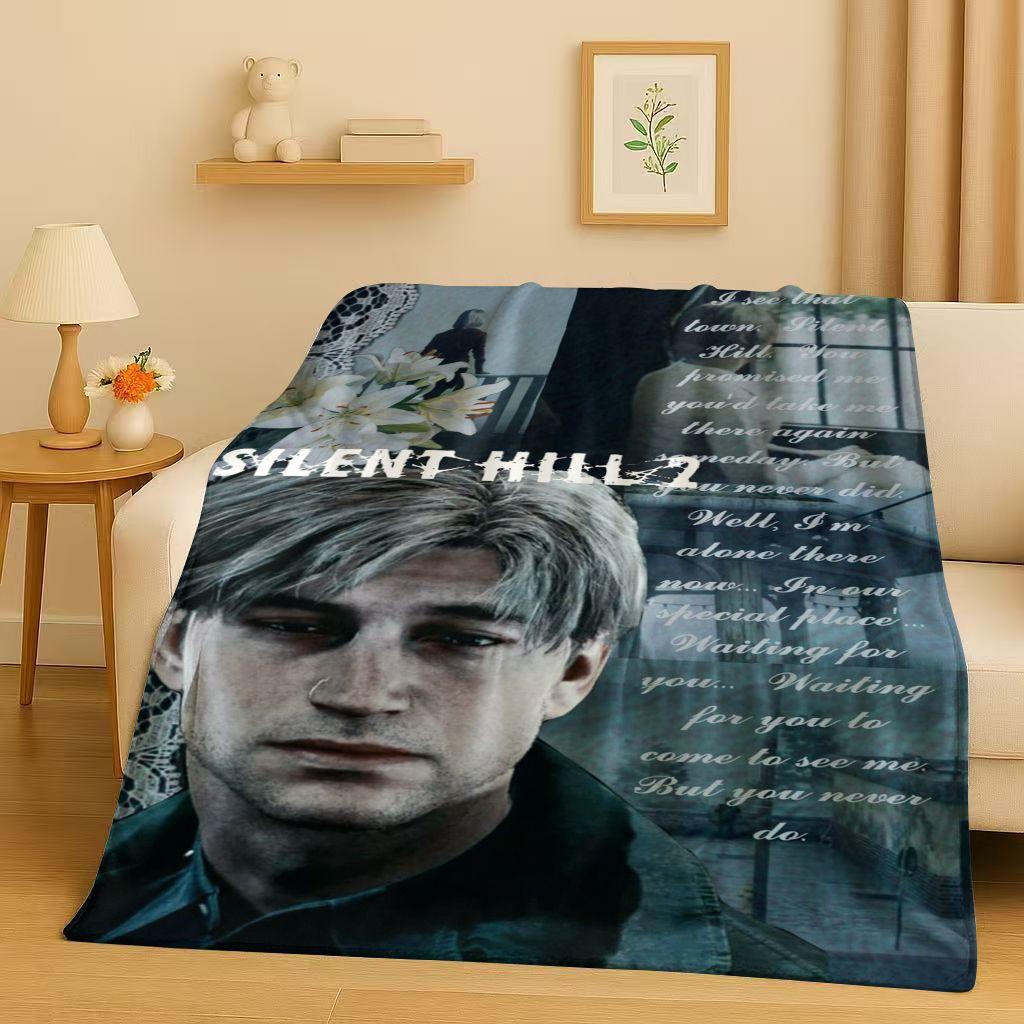 Classic Game Silent Hill Pyramid Head Horror Movie Flannel Blanket,Ultra Soft Warm Plush Throw for Home Bedroom Bed Sofa Cover