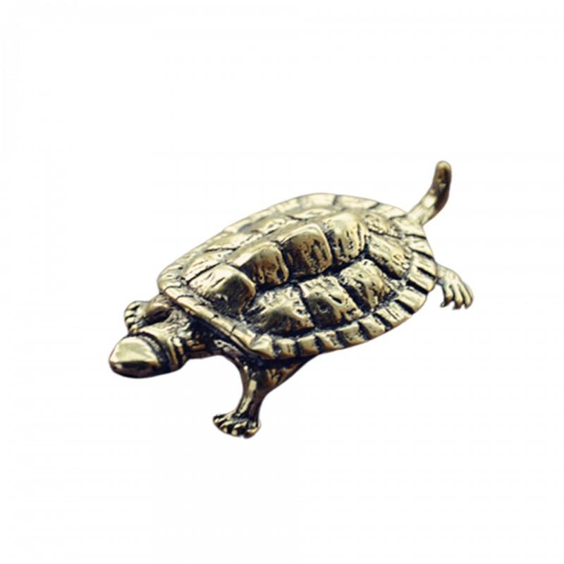 Handcrafted Solid Brass Tortoise Figurine Home Decor Tea Pet Stress Relief Fidget Object