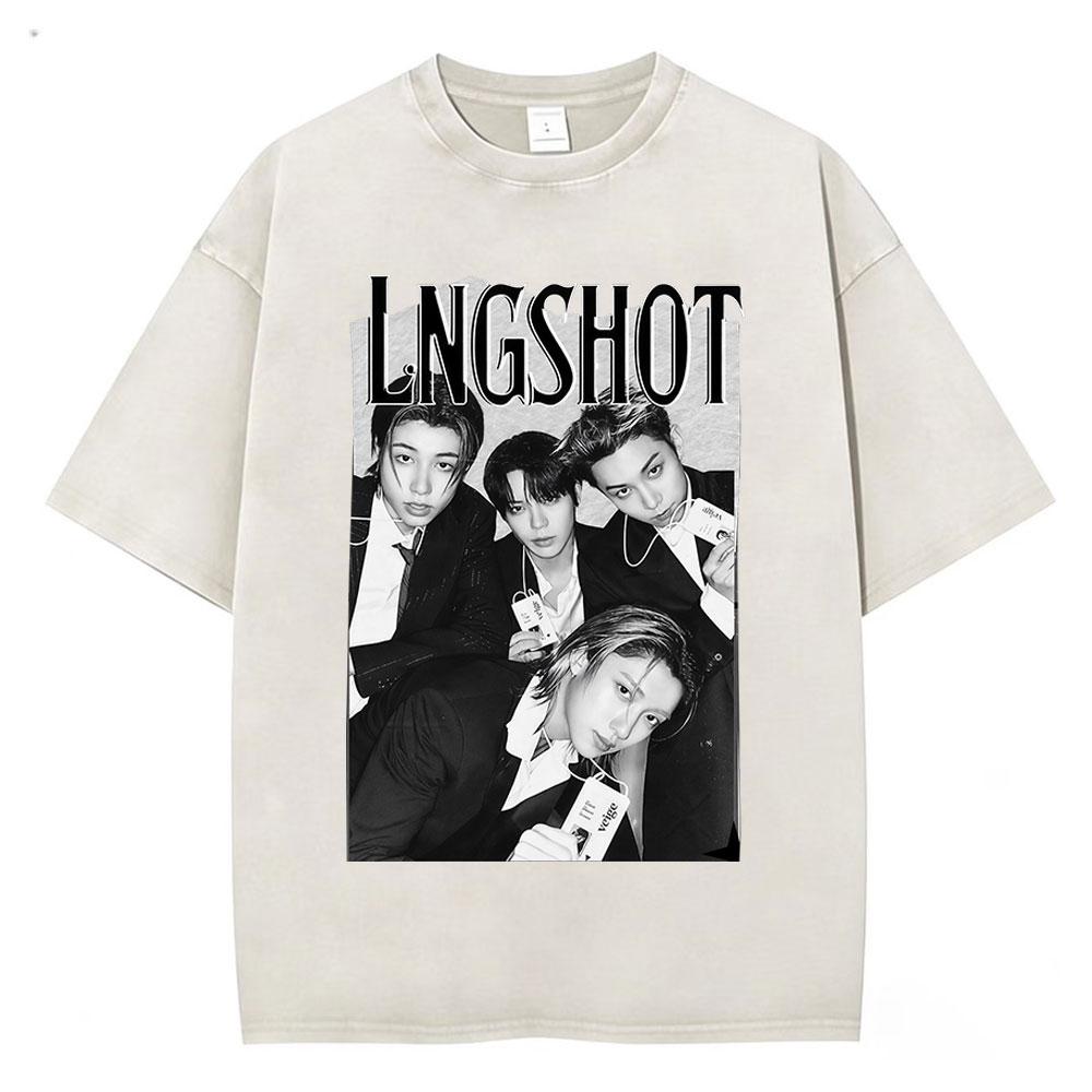 Vintage Washed Korean Kpop Lngshot T Shirt Men Women Clothing Fashion Hip Hop Short Sleeve Cotton Casual Tshirts Streetwear