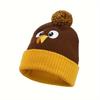 1Pc Thanksgiving Cute Cartoon Turkey Knit Hat - Unisex Acrylic Elastic Warm Winter Hat With Ear Protection, Hand/Dry Washable, Knitted Hat
